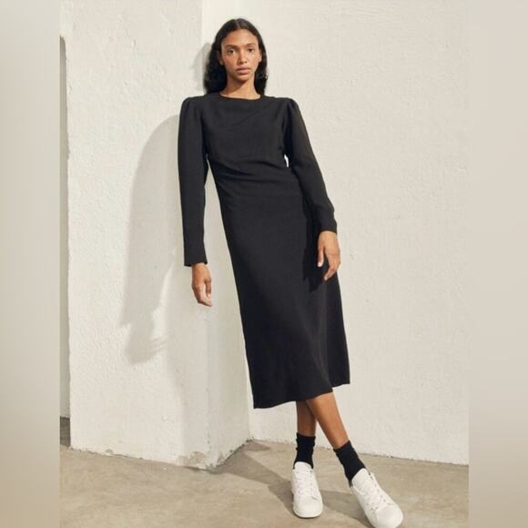 Alohas Exclesa Burnt Orange Rust Modest Long Sleeve Midi Dress - Picture 11 of 12